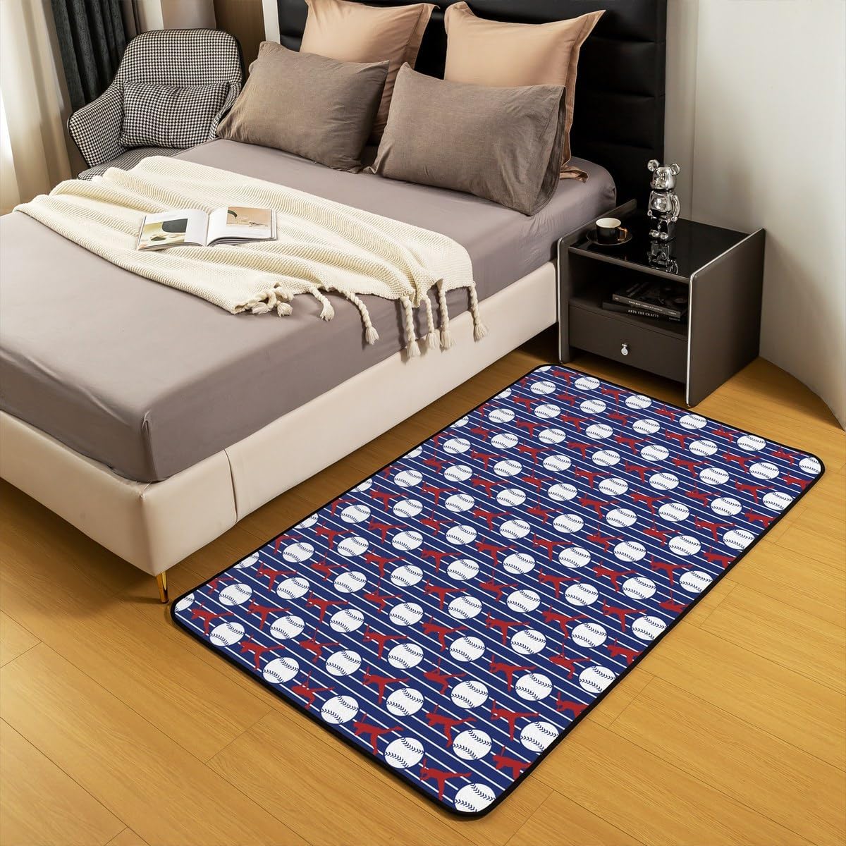 jejeloiu Basketball Living Room Rugs for Bedroom 5x7 Kids Gaming Sports Decor Carpet for Boys Girls Teens Ball Games Area Rug Soft Gift for Basketball Lover Grey and Black Room Decor