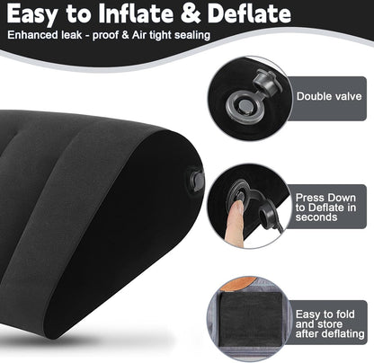 Prosixtoy Portable Wedge Pillow Inflatable Cushion - Body Positioners Lightweight Wedge Pillow for Sleeping, Leg Elevation, Use in Bed, Travel, Camping, Fast Inflating Deflation (Black)