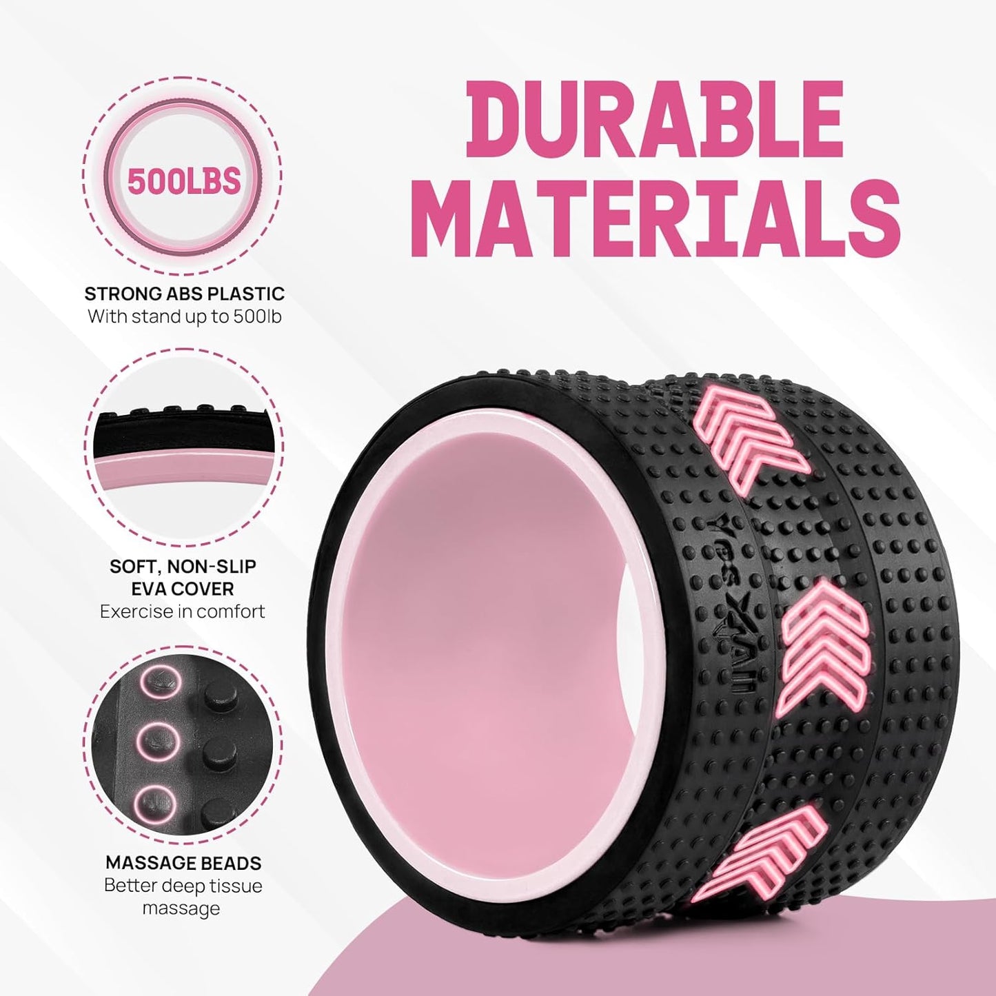 Yes4All Yoga Wheel Roller, 500 lb Capacity Back Cracker Roller for Comfort HIPS & Neck, Available in 6”/10”/12” Sizes