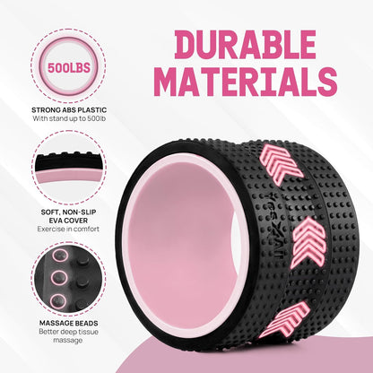 Yes4All Yoga Wheel Roller, 500 lb Capacity Back Cracker Roller for Comfort HIPS & Neck, Available in 6”/10”/12” Sizes