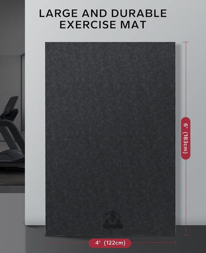 HAPBEAR Large Exercise Mat-7'x5'/6'x8'/6'x9'/6'x10'/6'x12'x8mm(1/3"),Non-Slip, Ultra Durable, Thick Workout Mat for Home Gym Flooring Cardio, Yoga for Fitness, High-Density, Shoes-Friendly