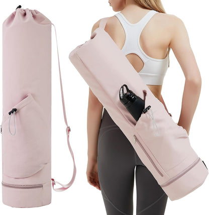 sportsnew Yoga Mat Bag with Water Bottle Pocket and Bottom Wet Pocket, Exercise Yoga Mat Carrier Multi-Functional Storage Bag, Patent pending