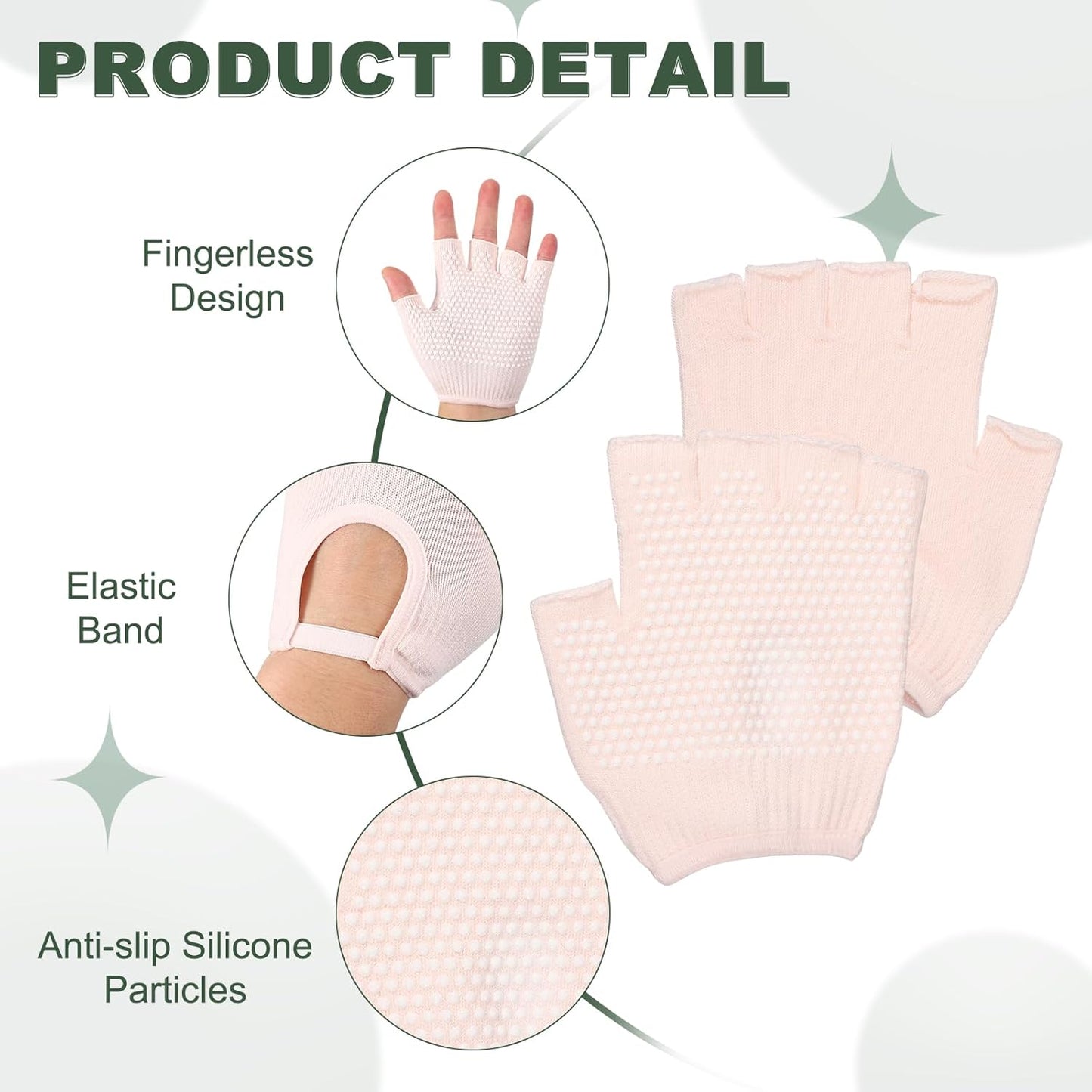 Yoga Gloves, Non Slip Fingerless Pilates Gloves Breathable Exercise Workout Mittens