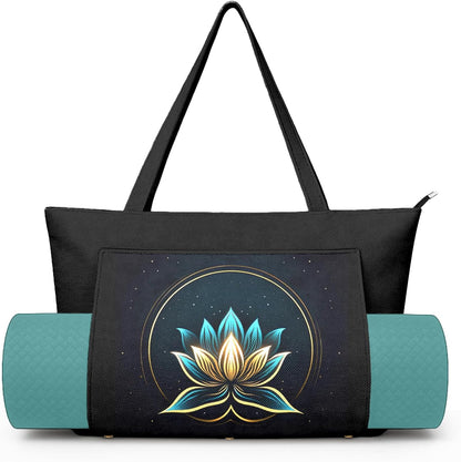 Yoga Bag for Women, Large Canvas Yoga Mat Tote Bag with Yoga Mat Carrier - Large Mat Pocket Fitness Tote for Pilates, Gym, Travel, Office & Beach