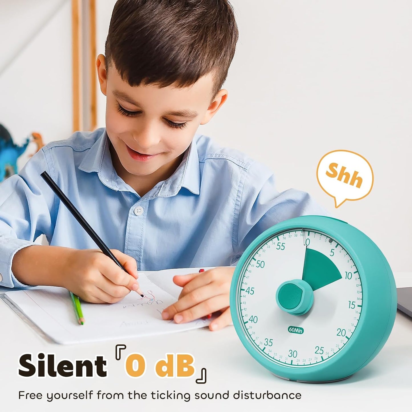 Conchstar Visual Timer for Kids 60-Minute - Countdown Timer with Optional Alarm, Focus Tool for ADHD & Autism, Time Management for Homework, Chores, Office, Kitchen, Teaching & Study Routines (Orange)