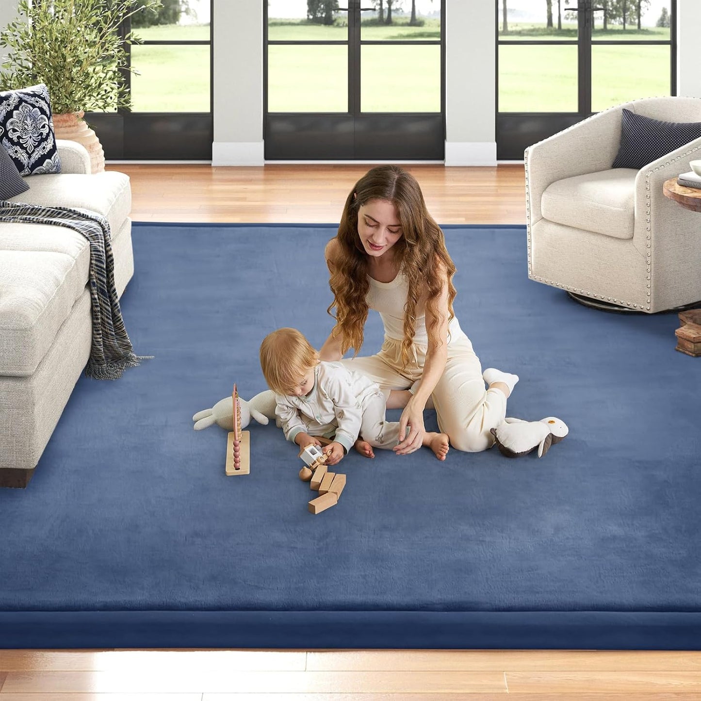 Baby Play Mat for Floor Nursery Rug Muscle Mat Area Rug Playroom Rug 79"x110" Playpen Mat Memory Foam 1.3" Thick Crawling Mat For Babies,Toddlers, Infants, Kids,Grey