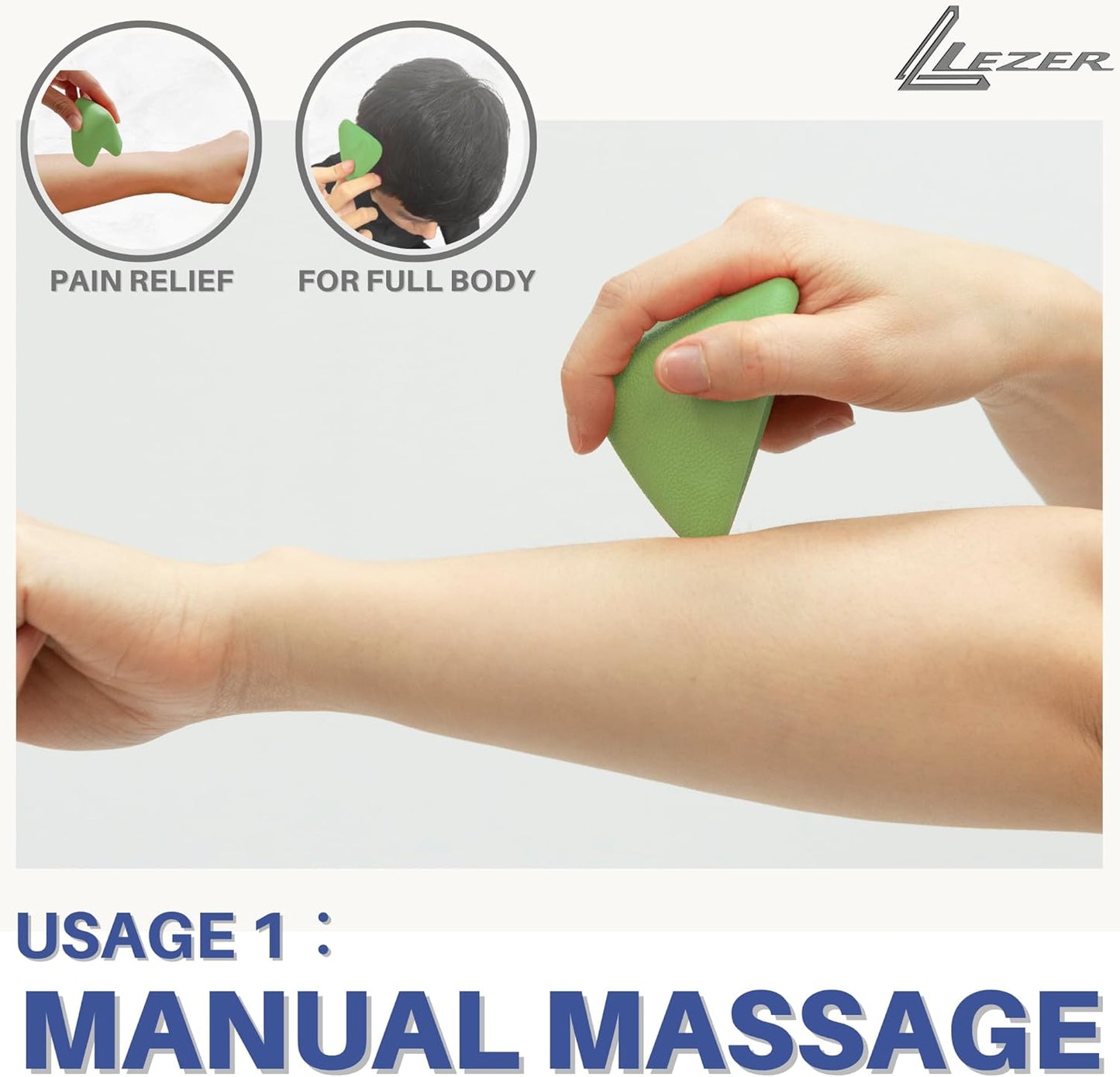 LEZER Trigger Massage Point, Manual Massage Ball, Muscle Knots Relief Tool, Myofascial Release, Physical Therapy, Deep Tissue Back Massage, Plantar Fasciitis, 2.9 in x 2.1 in (Blue)