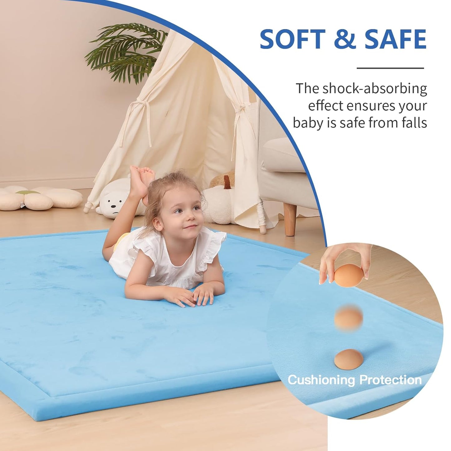 Baby Play Mat for Floor,1.3" Thick Memory Foam Tummy Time Mat,Soft Coral Velvet Nursery Rug,Large Non Slip for Crawling,Toddlers,Infants,Kids,Yoga & Tatami Style for Living Room(Dark Gray)