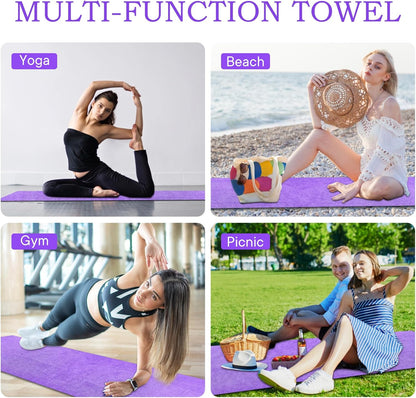 Hot Yoga Towel with Grip Dot, Non Slip Sweat Absorbent Microfiber Yoga Mat Towels for Hot Yoga, Pilates, Fitness and Workout 72inch x 24inch
