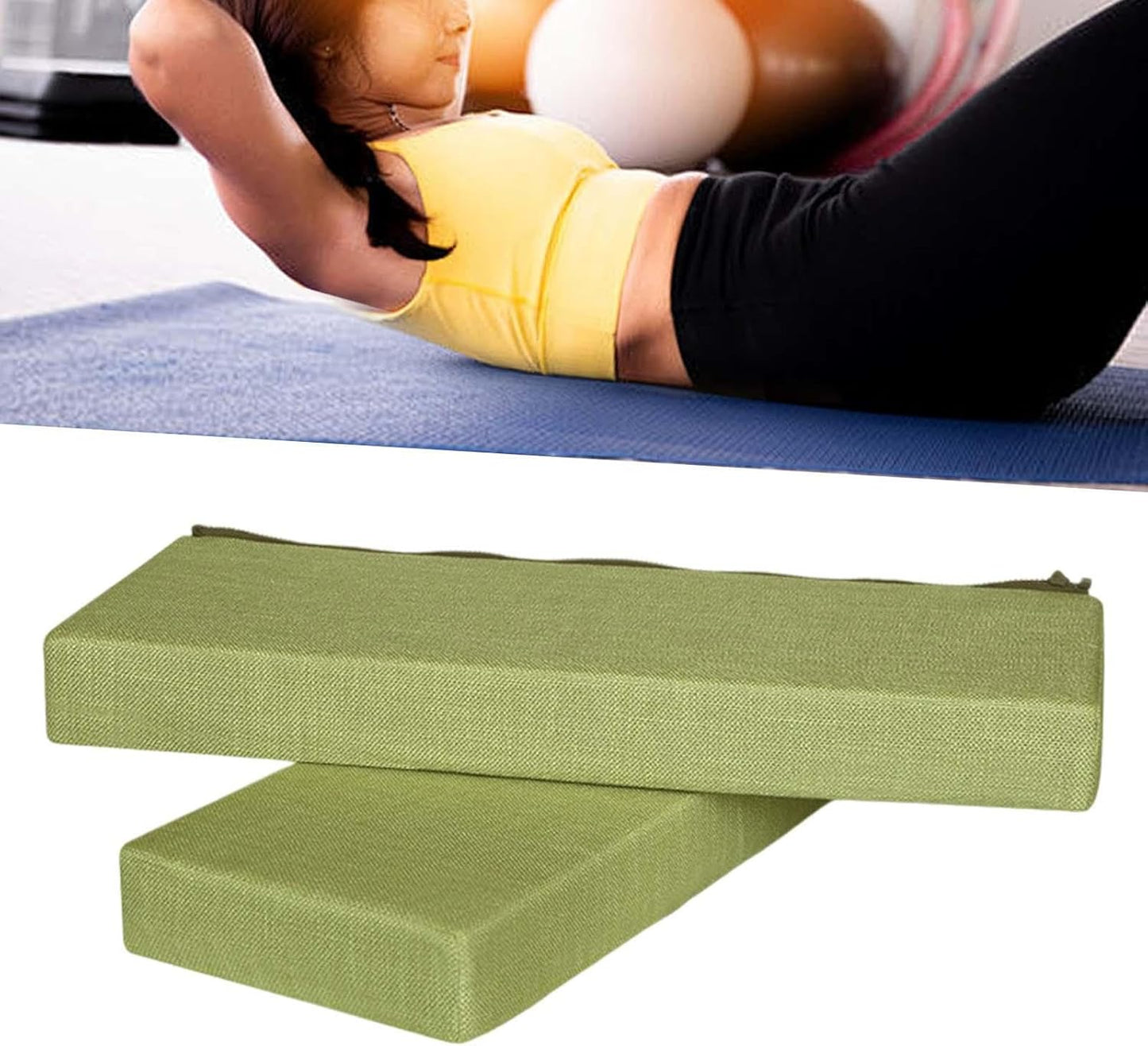 Yoga Bolster Pillow Set Versatile Support Sponge Cushion Block Rectangular Removable Cover Suede Cloth Suitable for Balance Training Meditation