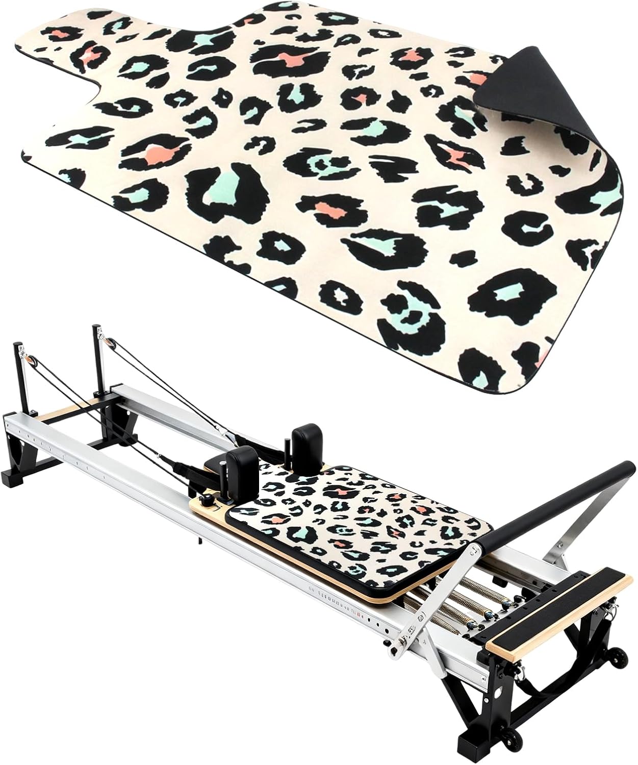 Non Slip Pilates Reformer Mat, Soft Fleece Surface Pilates Towel Mat, Pilates Mat with Multiple Equipment, Lightweight and Foldable, Wicking and Quick Drying for Yoga, Fitness