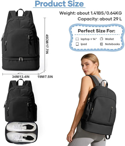Gym Backpack for Women Men, Dance Backpacks With Shoe Compartment, Sports Back pack For Yoga Fitness Beach Hiking Sports(Green)