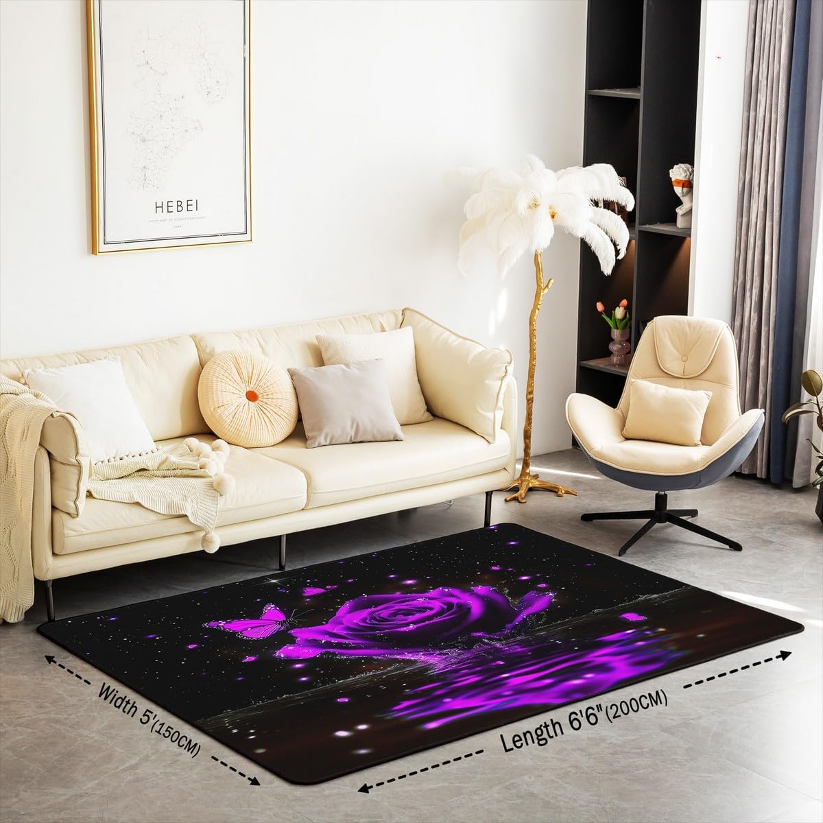 Feelyou Floral Rose Indoor Floor Mat Set,Romantic Blue Rose Rugs for Living Room Bedroom Area Rug 3x5,Boys Girls,Botanical Flower Rose Accent Rug Doormats Floor Mat for All Season