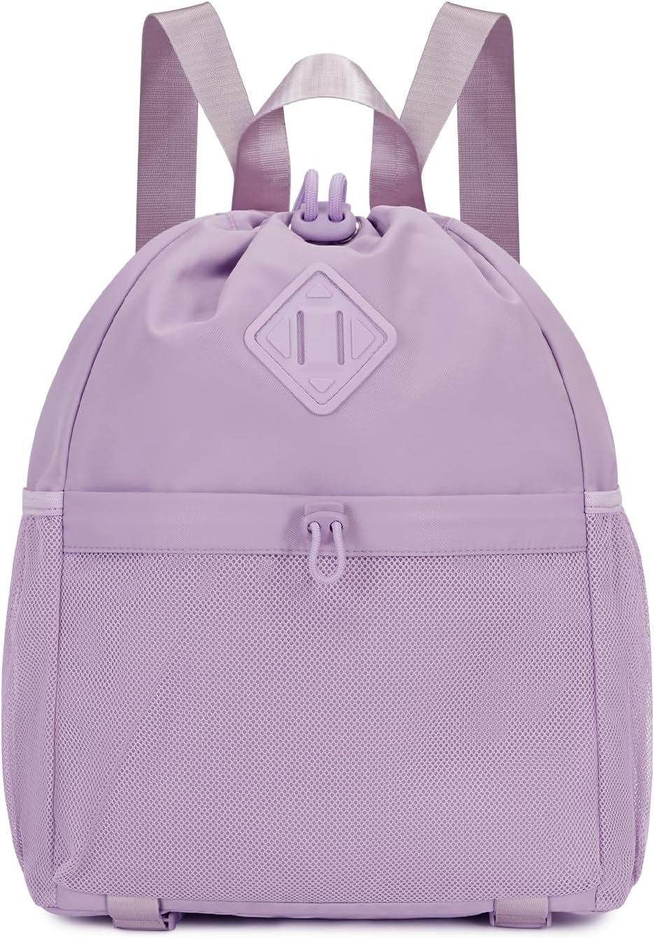 WANDF Drawstring Backpack for Women, Lightweight Gym Bag with Yoga Mat Strap, Water-Resistant String Backpack with Mesh Pocket (Grey, Patent Pending)
