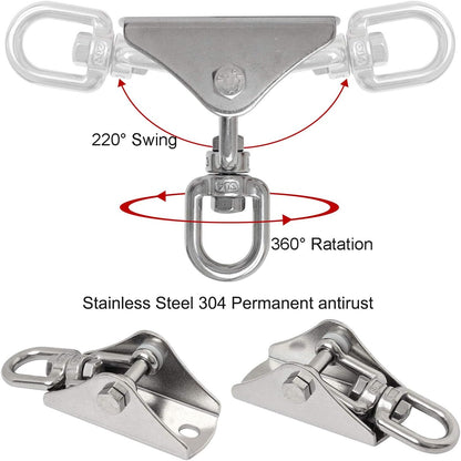 Hammock Hanging Chair Hardware kit, 1000LB Capacity Heavy Duty 360°Rotate Swing Antirust Stainless Steel 304S Safety Lock Carabiner Hooks for Swing Set,Chair,Yoga,Multiple Indoor Outdoor Gym,Sandbag