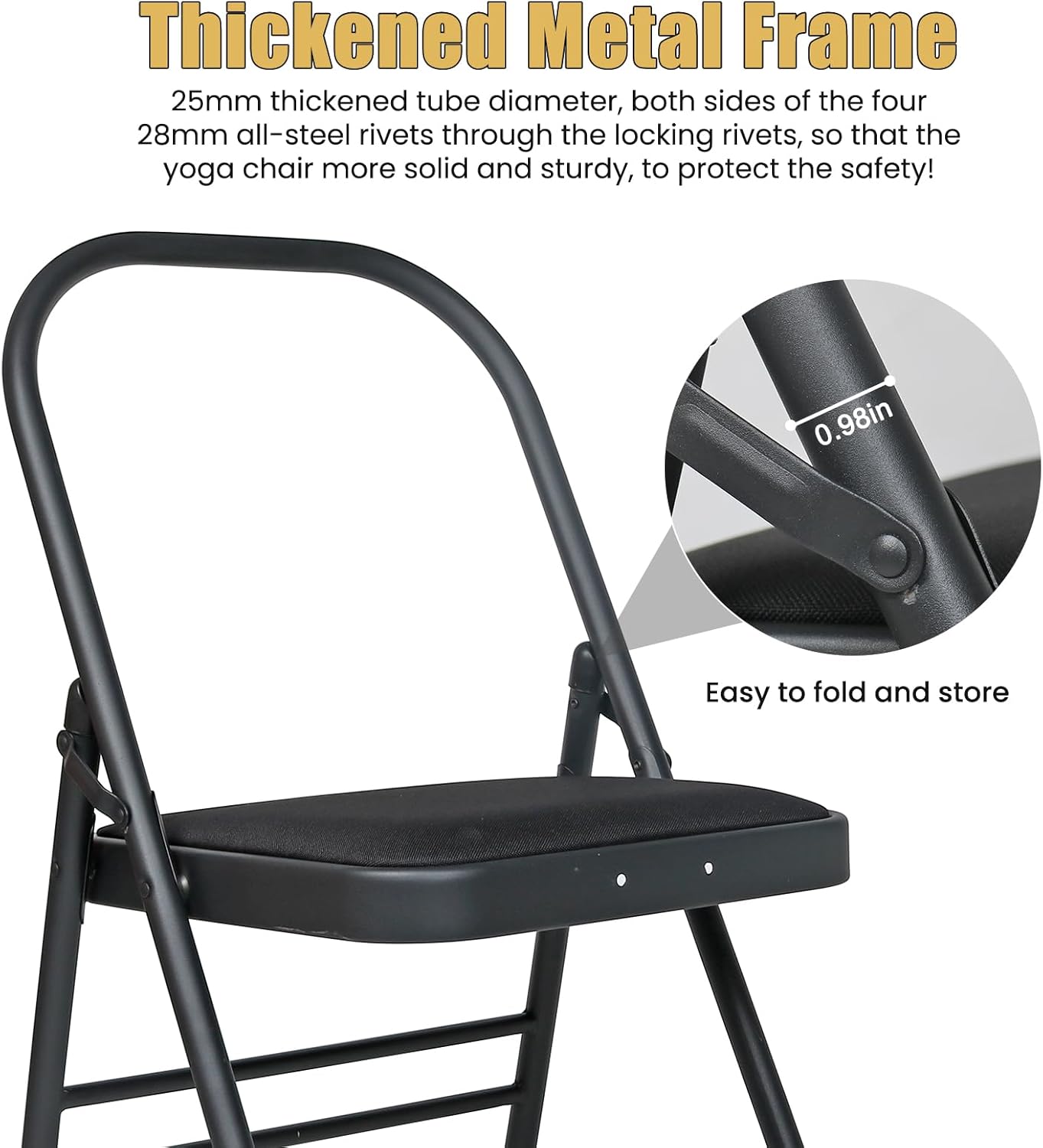 INNOLIFE Modern Minimalist Yoga Chair, Foldable & Space-Saving, 300 lbs Capacity, Grey