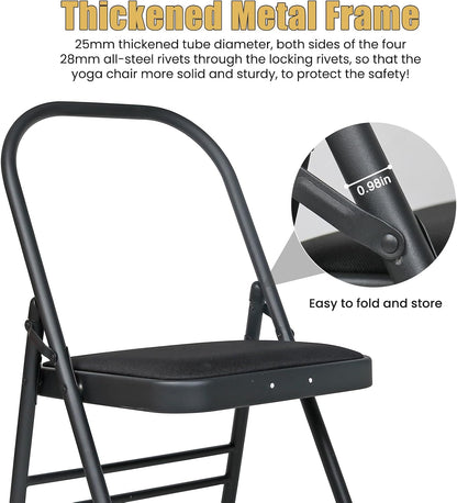 INNOLIFE Modern Minimalist Yoga Chair, Foldable & Space-Saving, 300 lbs Capacity, Grey