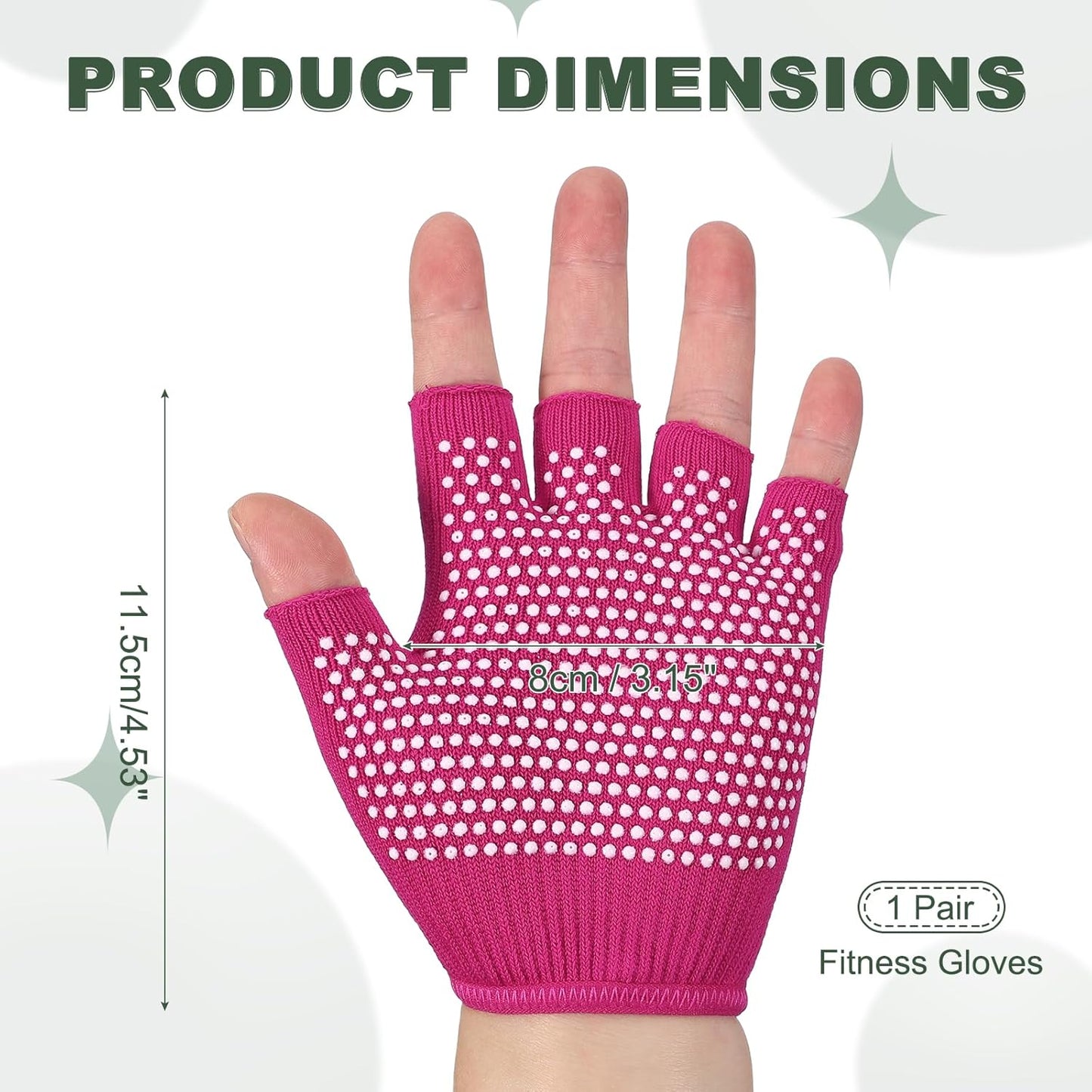 Yoga Gloves, Non Slip Fingerless Pilates Gloves Breathable Exercise Workout Mittens
