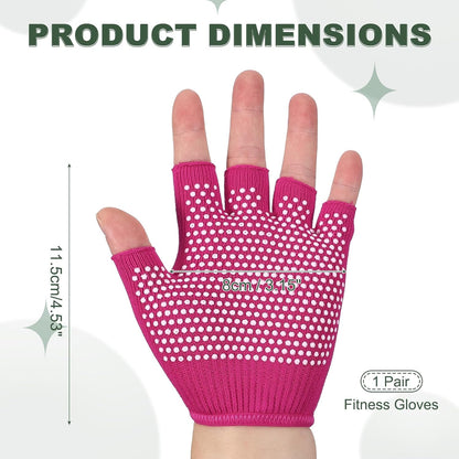 Yoga Gloves, Non Slip Fingerless Pilates Gloves Breathable Exercise Workout Mittens