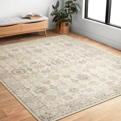 Loloi Hathaway Collection HTH-06 Blush/Multi 2'-6" x 7'-6", .25" Thick, Runner Rug, Soft, Durable, Printed, Modern, Low Pile, Non-Shedding, Easy Clean, Living Room Rug