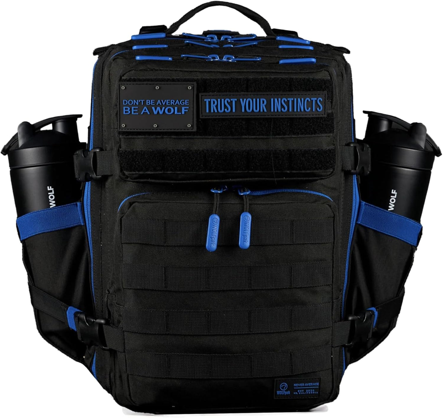 WOLFpak 35L Tactical Gym Backpack (Alpha Black) Durable 1000D Waterproof Oxford Material with MOLLE Webbing, Laptop Pocket & Dual Cup Holders, Durable Fitness/Travel/Military Daypack