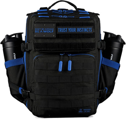 WOLFpak 35L Tactical Gym Backpack (Alpha Black) Durable 1000D Waterproof Oxford Material with MOLLE Webbing, Laptop Pocket & Dual Cup Holders, Durable Fitness/Travel/Military Daypack