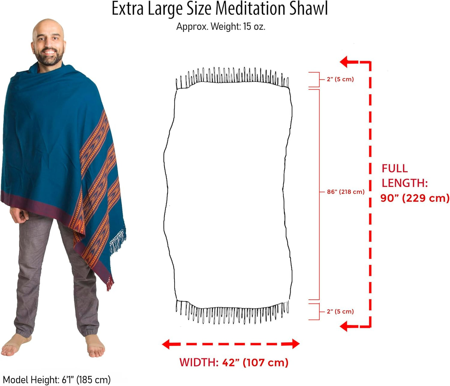 Meditation Shawl – Unisex Prayer Wrap, Large Scarf & Yoga Blanket – Soft, Lightweight & Multipurpose