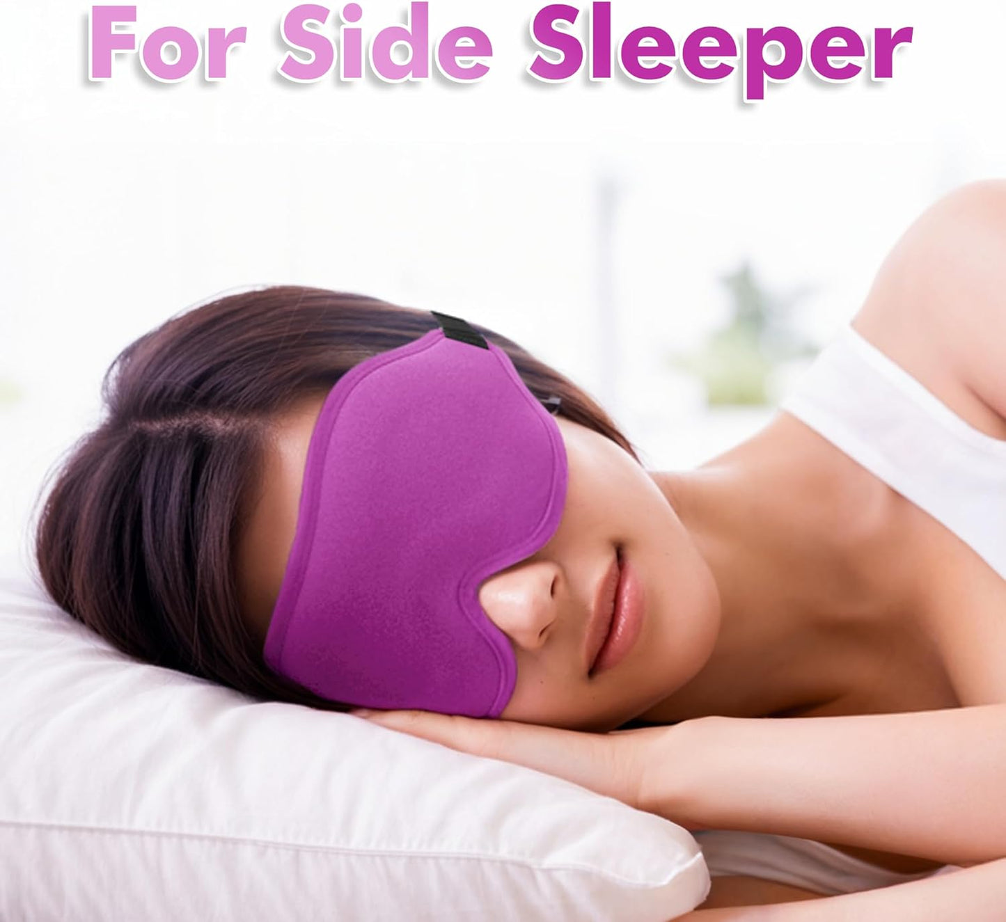 Sleep Eye Mask for Men Women, Sleeping Mask for Side Sleeper, Travel Blackout Night Blindfold Eye Shade Cover with Adjustable Strap (Black)