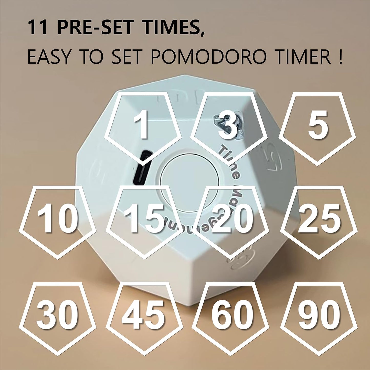 Cube Pomodoro Timer - Flip to Start Countdown, Rechargeable Mini Productivity Timer for Study, Office, 11 Preset Times, Silent/Vibration, Time Management Tool for Kids & ADHD (Yellow)