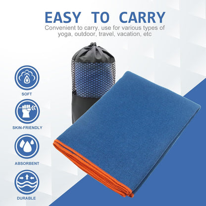 Eunzel Hot Yoga Towel - Microfiber Non Slip Yoga Mat Towel with Grip Dot Sweat Absorbent Towel for Hot Yoga, Pilates and Fitness 72" x 24", Dark Cyan/Orange