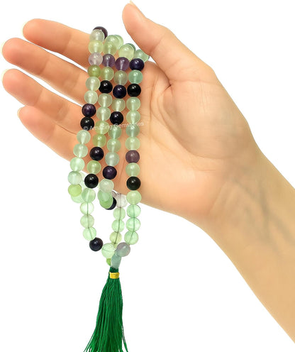 Amazing Gemstone 108 Beads Handmade Mala (Knotted, Rudraksha) - Colors A