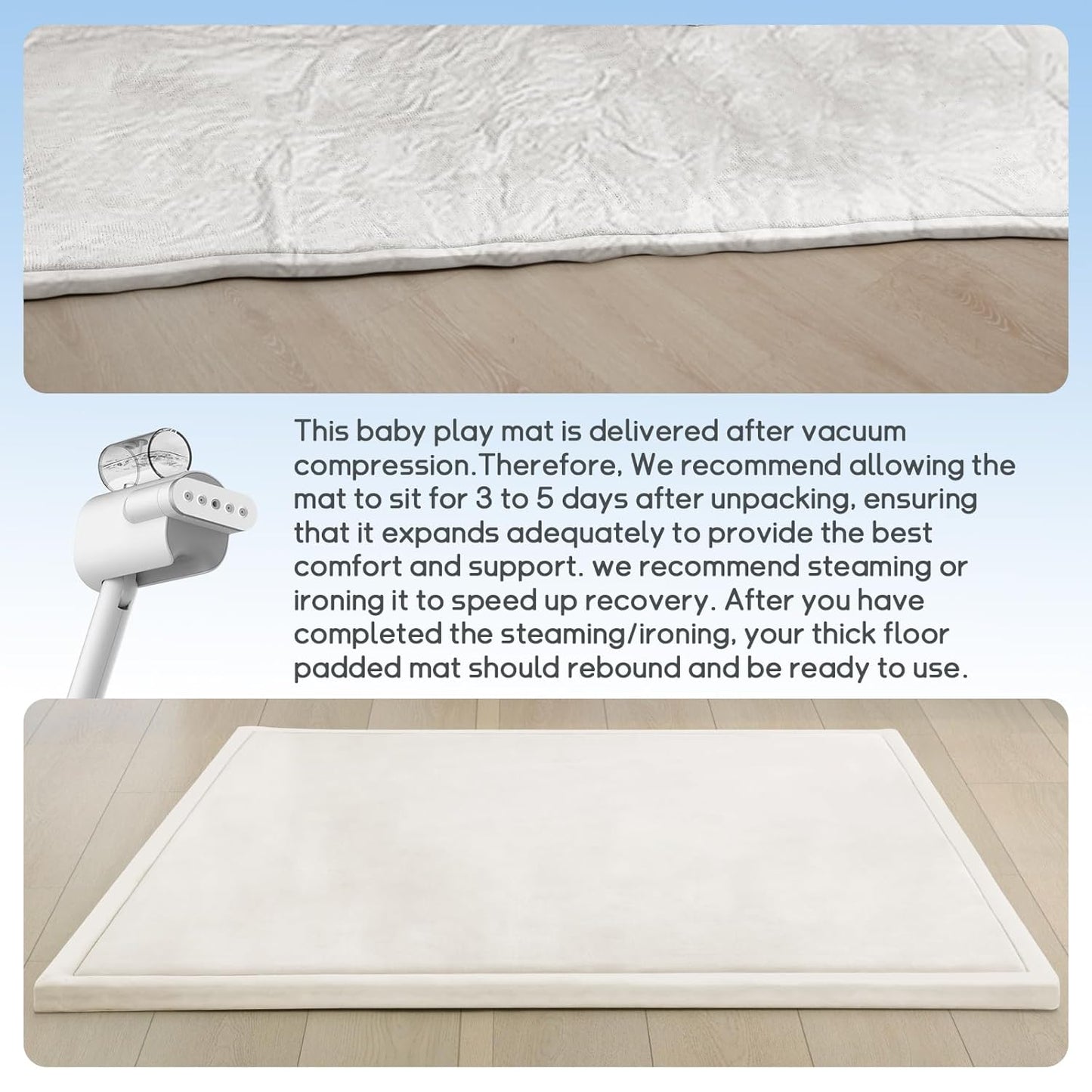 Baby Play Mat for Floor Nursery Rug Muscle Mat Area Rug Playroom Rug 79"x110" Playpen Mat Memory Foam 1.3" Thick Crawling Mat For Babies,Toddlers, Infants, Kids,Grey