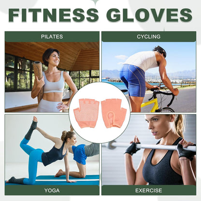 Yoga Gloves, Non Slip Fingerless Pilates Gloves Breathable Exercise Workout Mittens