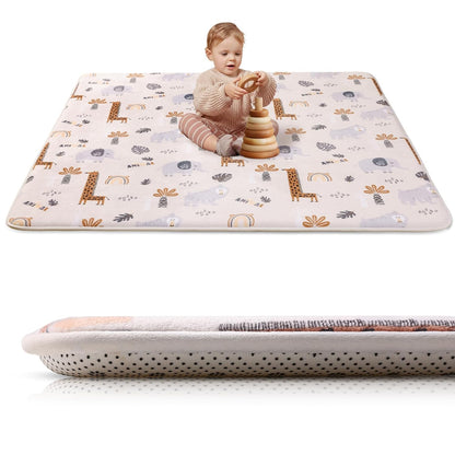 Large Thick Baby Play Mat for Floor,Padded Foam 59x79 Playpen Mat,Soft Support&Plush Feel Nursery Kids Rug,Non Slip for Toddler,Infants,Kids Playroom,Yoga,Baby Crawling,Tummy Time (Light Grey)