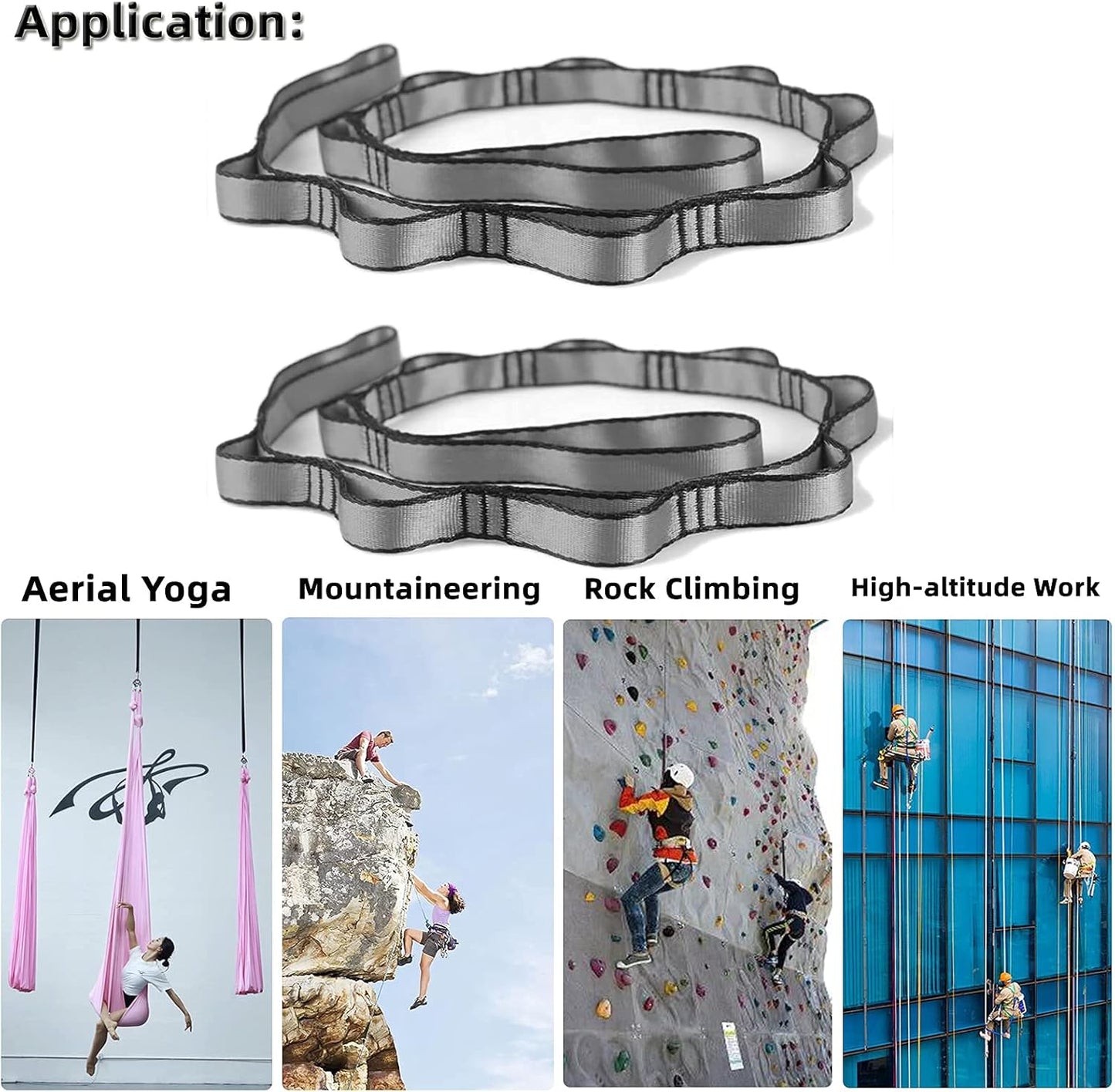 PRIOR FITNESS 2pcs Nylon Daisy Chain Straps for Aerial Yoga Hammock Swing Adjustable Aerial Silk Extender Strap Rope Anti-Gravity Yoga Extend Belts