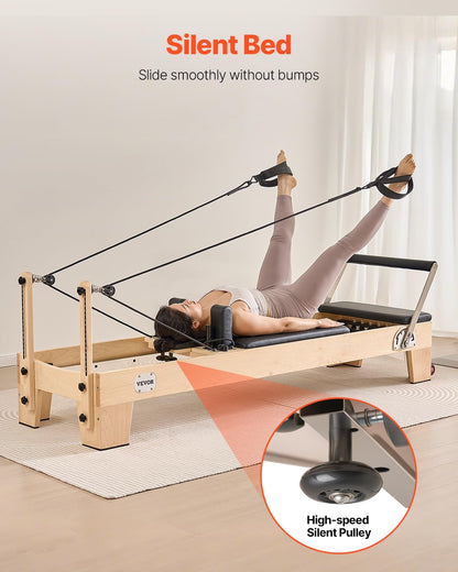 VEVOR Pilates Reformer, Reformer Pilates Machine with Cadillac Trapeze Table or Tower & Mat, Pilates Equipment for Home Workout and Studio, Includes Jump Board，Sitting Box