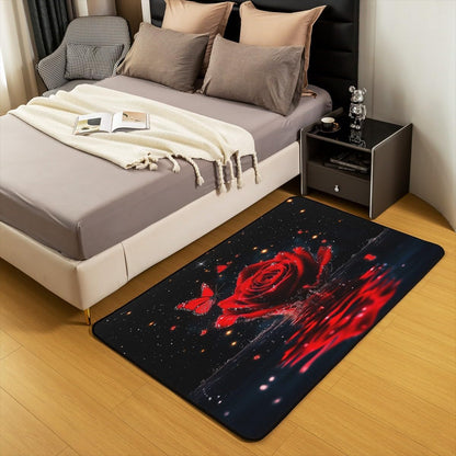Feelyou Floral Rose Indoor Floor Mat Set,Romantic Blue Rose Rugs for Living Room Bedroom Area Rug 3x5,Boys Girls,Botanical Flower Rose Accent Rug Doormats Floor Mat for All Season