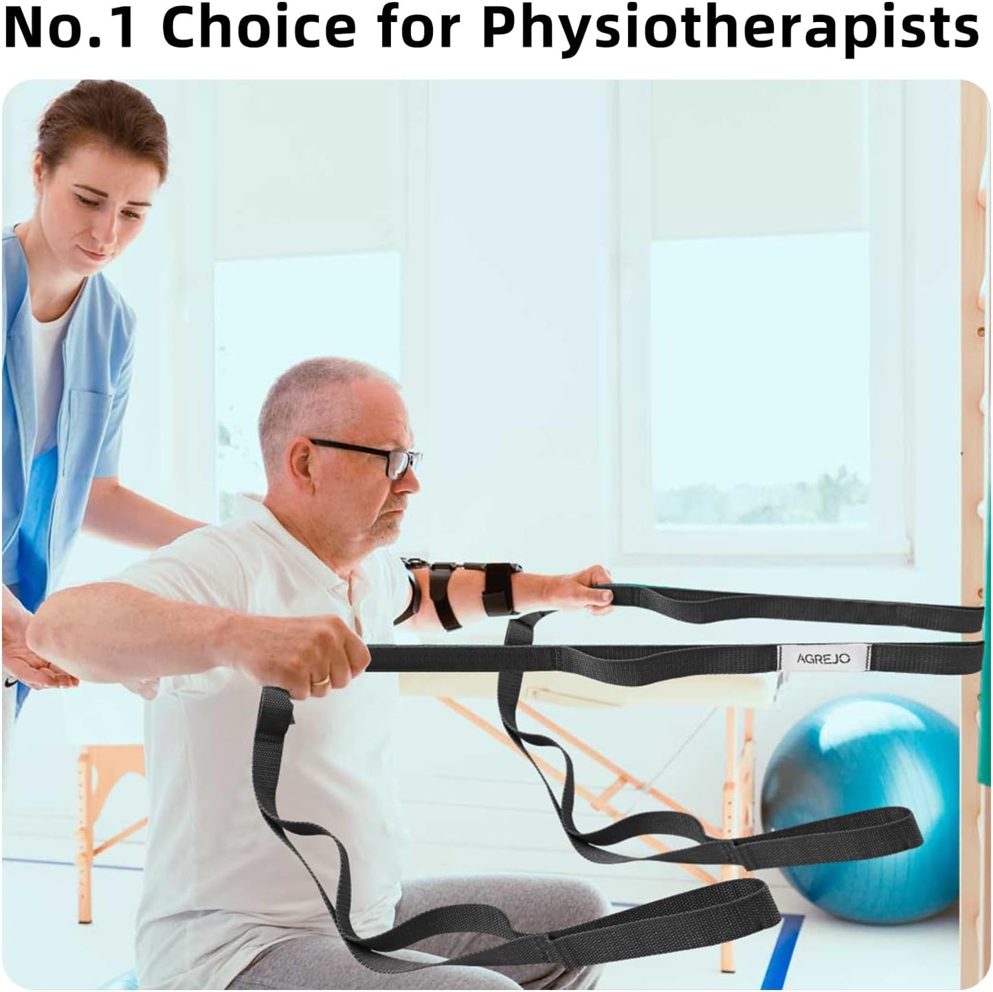 AGREJO Stretching Strap Yoga Strap Physical Therapy for Home Workout, 10 Loops Non-Elastic Stretch Band for Pilates, Flexibility, Exercise and Gymnastics