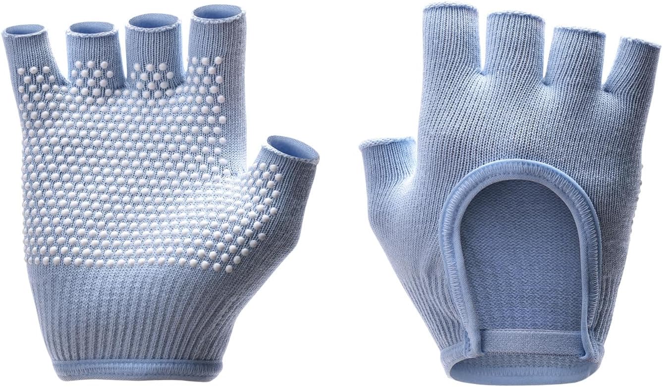 Non-Slip Fingerless Yoga Gloves – Ideal for Pilates, Barre, Air Yoga, and Fitness Workouts – Breathable Fabric with Enhanced Grip for Stability