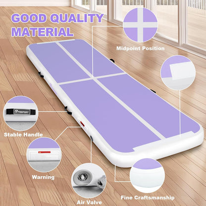 FBSPORT Inflatable Air Gymnastics Mat Training Mats 4/8 inches Thickness Gymnastics Tracks for Home Use/Training/Cheerleading/Yoga/Water with Pump