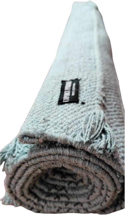 Indian Handmade100 % Organic Anti Skid Multi Colour Cotton Yoga Mat - Eco-Friendly Hand-Woven Rug - Non-Slip & Thick (24”x72”x5mm) for Hot yoga & Everyday Fitness at Home - Comfortable & Foldable Extra-Long Mat