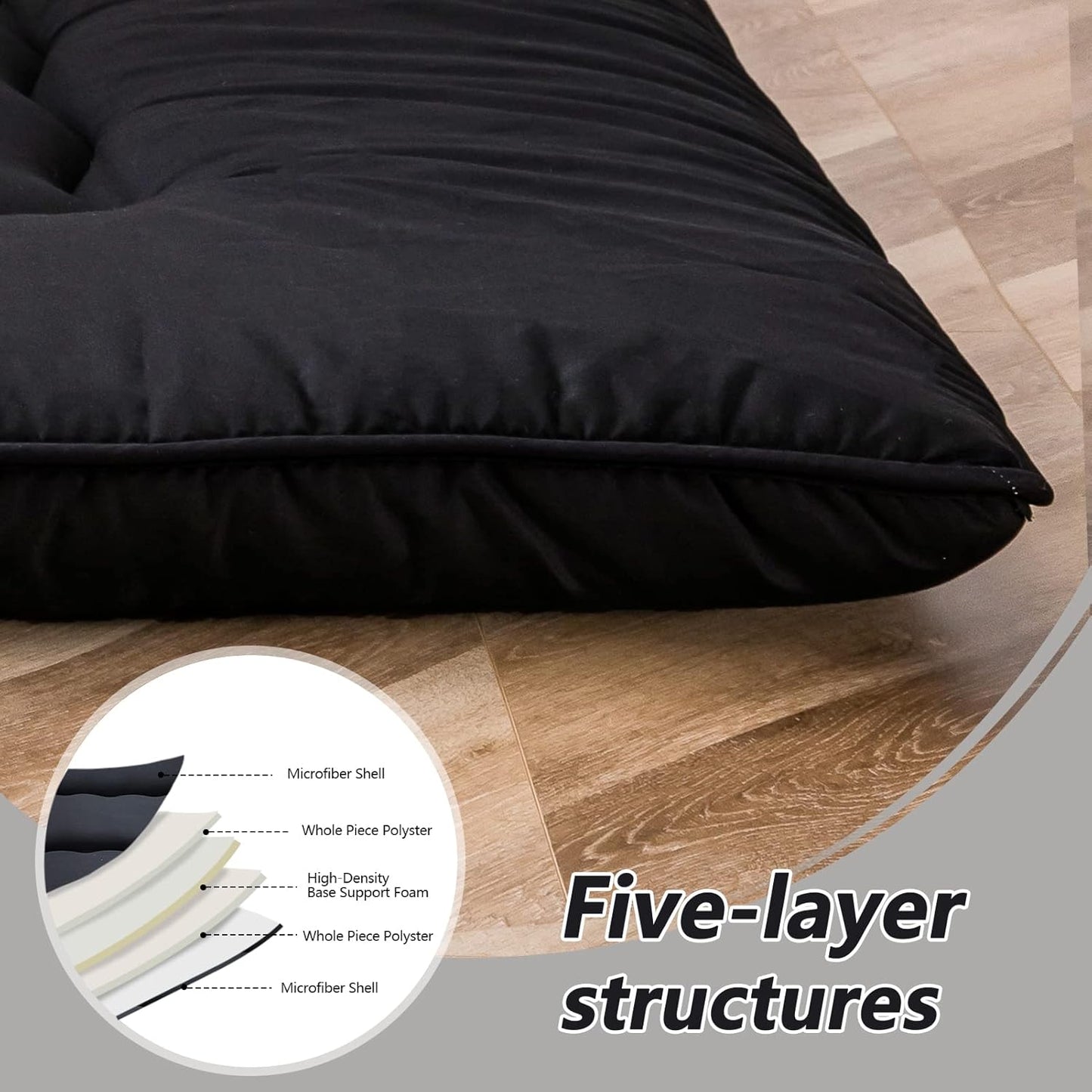 MAXYOYO Bohemian Retro Mattress Boho Floral Japanese Futon Mattress Tatami Floor Mat Foldable Portable Camping, Sleeping Pad, Lounger Couch Bed Full Size