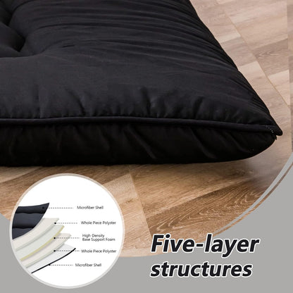 MAXYOYO Bohemian Retro Mattress Boho Floral Japanese Futon Mattress Tatami Floor Mat Foldable Portable Camping, Sleeping Pad, Lounger Couch Bed Full Size