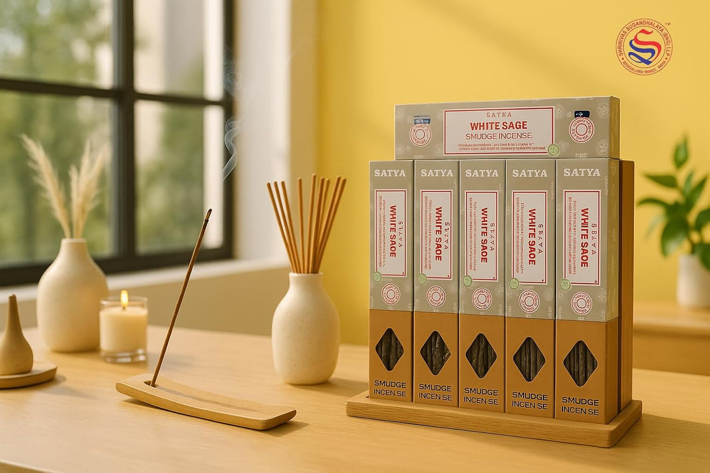 Satya Incense Gift Set Nag Champa, Super hit, Dragon's Blood, Sandalwood, Patchouli, Lavender, Positive Vibes, 15 g