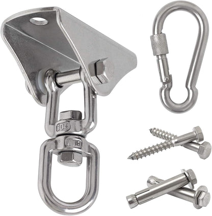 Hammock Hanging Chair Hardware kit, 1000LB Capacity Heavy Duty 360°Rotate Swing Antirust Stainless Steel 304S Safety Lock Carabiner Hooks for Swing Set,Chair,Yoga,Multiple Indoor Outdoor Gym,Sandbag