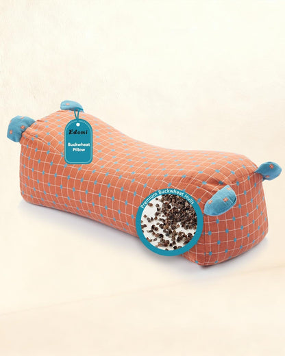 Buckwheat Pillow for Sleeping - Adjustable Buckwheat Hull Pillow for Neck Support, 16.5" x6.3” Cervical Roll Pillow, Firm Cylinder Bolster for Pain Relief, Yoga, Lumbar Support