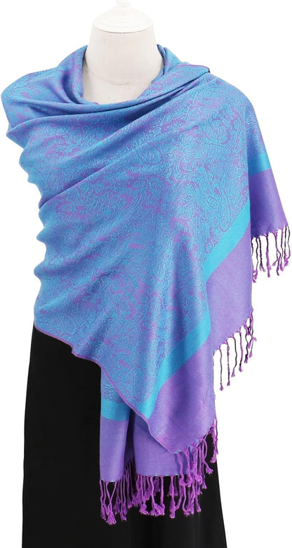 vimate Silky Paisley Pashmina Shawl Scarf-Women's Soft Double-side Jacquard Pashminas Wrap for Evening Dress Travel Shawl