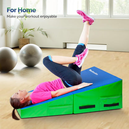 Matladin Incline Gymnastics Wedge Mat, Folding Gymnastics Mat for Kids Girls Home Training Exercise