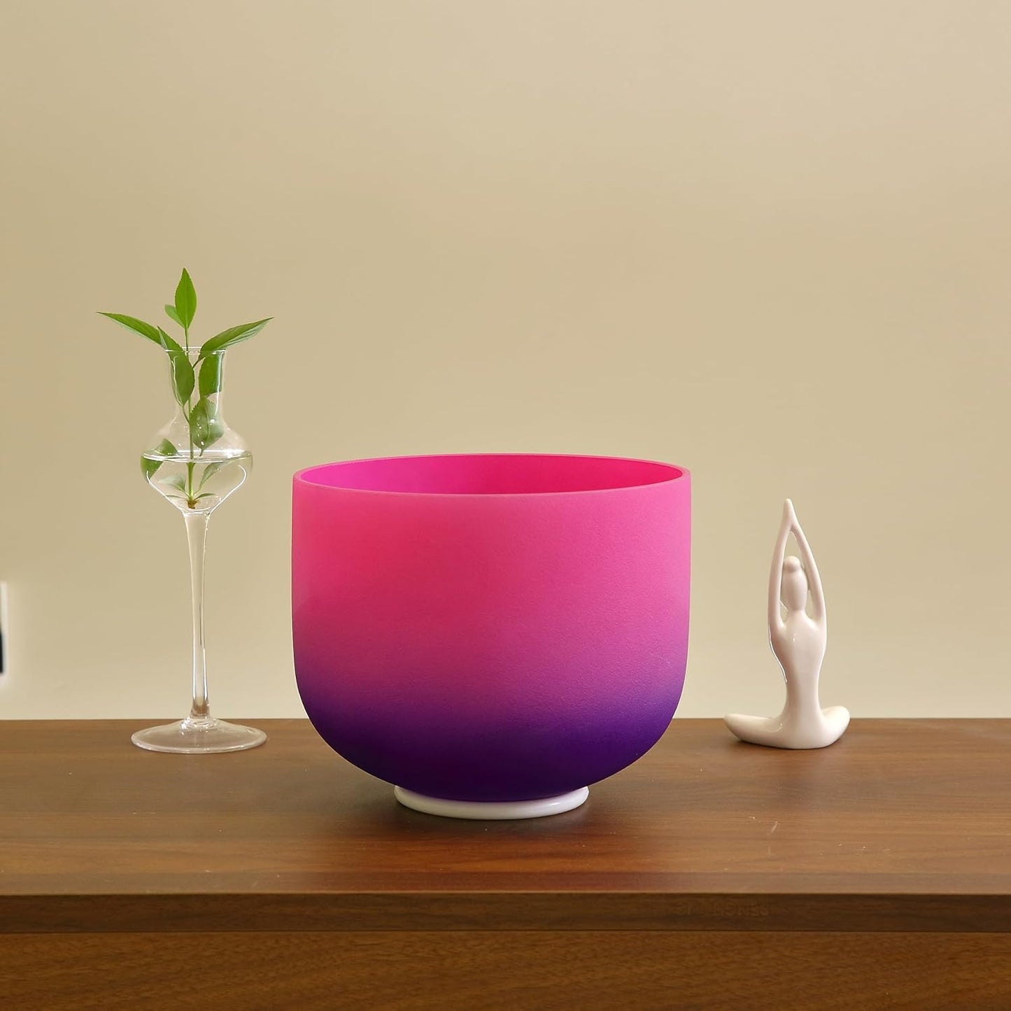 TOPFUND Pink Purple F Note Crystal Singing Bowl Heart Chakra 8 inch with Suede Mallet