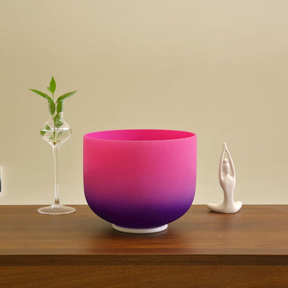 TOPFUND Pink Purple F Note Crystal Singing Bowl Heart Chakra 8 inch with Suede Mallet